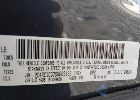 2013 Chrysler Town & Country Touring-L из США, поврежденный, VIN 2C4RC1CG7DR683193